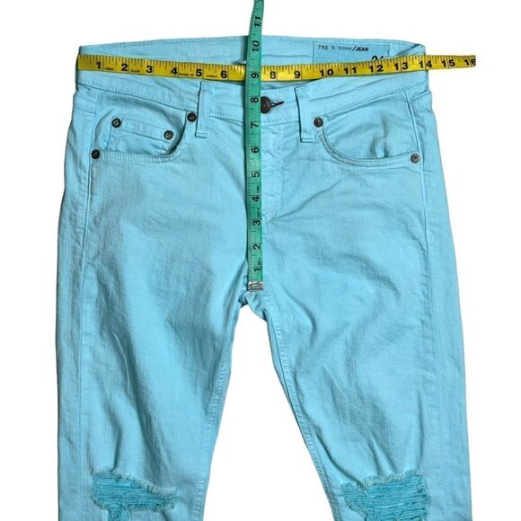 Rag & Bone Dre Capri Distressed Jeans Custom Hand Dye Aqua Blue SZ 4 NWT - Picture 11 of 12